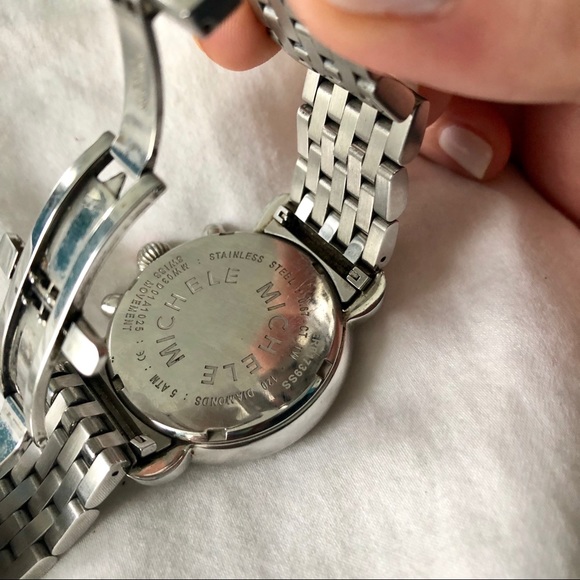 Michele watch - stainless steel with diamonds - Picture 3 of 4